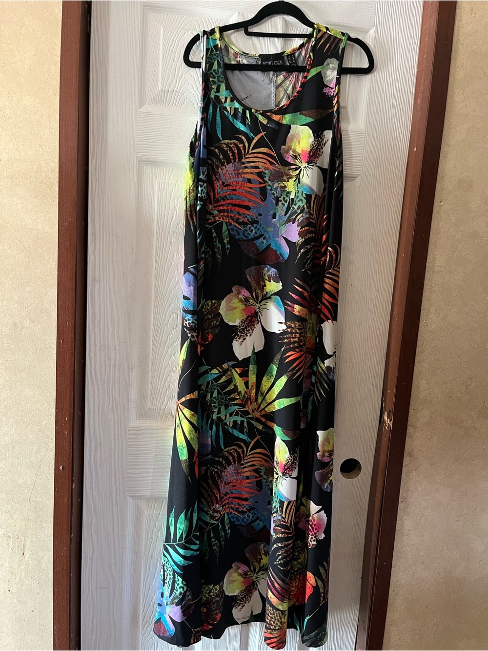 Attitudes by Renee Tropical Floral Sleeveless Maxi Dress-SizeL ExelentCondition